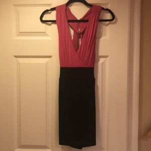 Pink and black mini dress